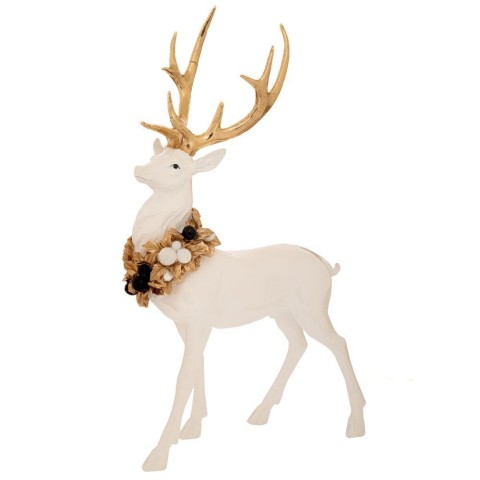 CERVO IN RESINA BIANCA 28X14X45,5CM